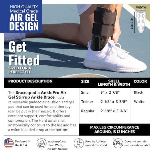 Braceapedia AnklePro Air Gel Stirrup Ankle Brace Hard Core Side Stabilizer With Removable Cold Therapy Air Cushion Gel Pad for Ankles Ankle Brace for Women and Men Ankle Support Regular White - Image 5