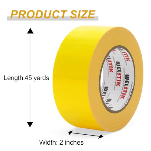 WELSTIK Professional Grade Yellow Duct Tape, Waterproof Duct Cloth Fabric,Duct Tape for Repairs, DIY, Crafts, Indoor Outdoor Use,2 Inch X 45 Yards - Image 2