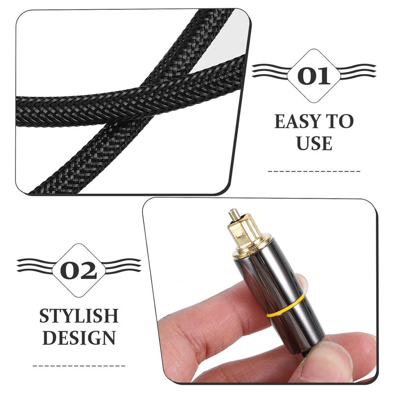 Spdif 5.1 Optical Digital Audio Cable 2m Fiber Optic Audio Cord for Home Theater Systems with Yellow Ring Connector - Image 3