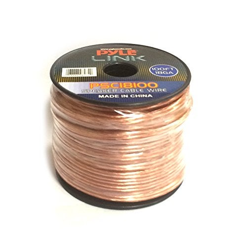 Pyle 100ft 18 Gauge Speaker Wire - 1 Piece Copper Cable in Spool for Connecting Audio Stereo to Amplifier, Surround Sound System, TV Home Theater and Car Stereo - PSC18100 - Image 1