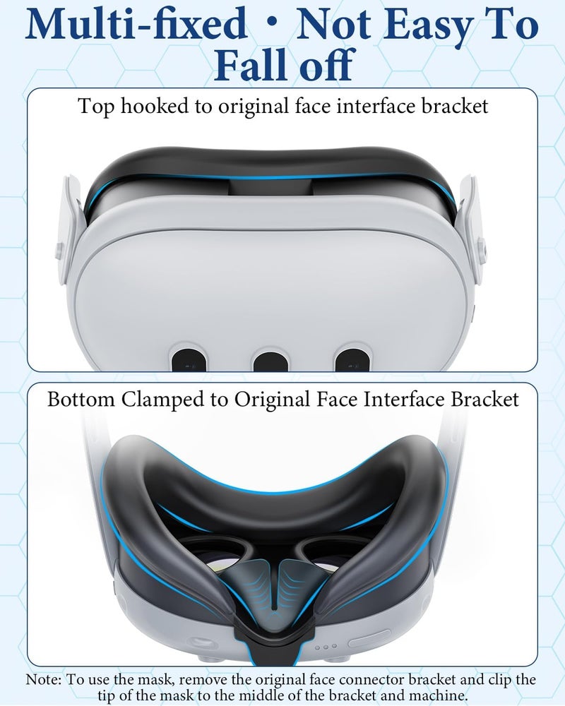 VR headset silicone face pad suitable for Meta Quest 3 S face mask silicone protective cover Q3S sweat resistant, washable, dust-proof, and dirt proof face mask accessories black - Image 4