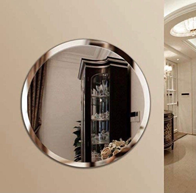 ROUND WALL MIRROR SIZE ROUND 12 INCH UNFRAMED WHITE