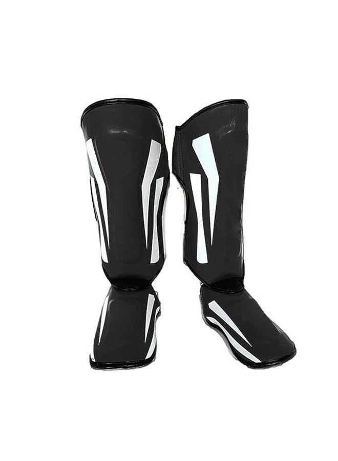 Generic Martial Arts Shin Guards PU Leather Leg Foot Protector Thicken Protective Pads for Kickboxing MMA Training Sparring Equipment - Image 1