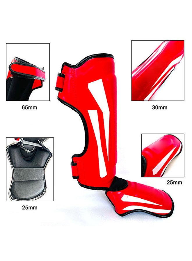 Generic Martial Arts Shin Guards PU Leather Leg Foot Protector Thicken Protective Pads for Kickboxing MMA Training Sparring Equipment - Image 5