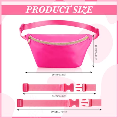 Amylove 9 Pieces Fanny Packs Nylon Waist Bag Zipper Travel Running Bag with Adjustable Strap for Women MenNylonRose Red - Image 3