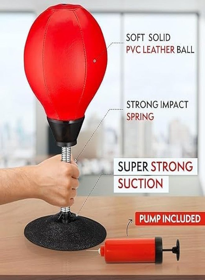 KACHKIT Desktop Punching Bag Stress Buster,Boxing Punch Ball with Suction Cup,Stress Relief Speed Ball for Office & Home,Fun Desk Toy for Kids,Boxing Kit with Pump for Stress Relief【RED】. - Image 4