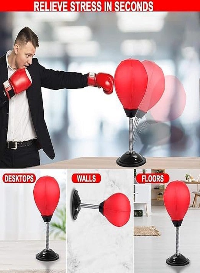 KACHKIT Desktop Punching Bag Stress Buster,Boxing Punch Ball with Suction Cup,Stress Relief Speed Ball for Office & Home,Fun Desk Toy for Kids,Boxing Kit with Pump for Stress Relief【RED】. - Image 2