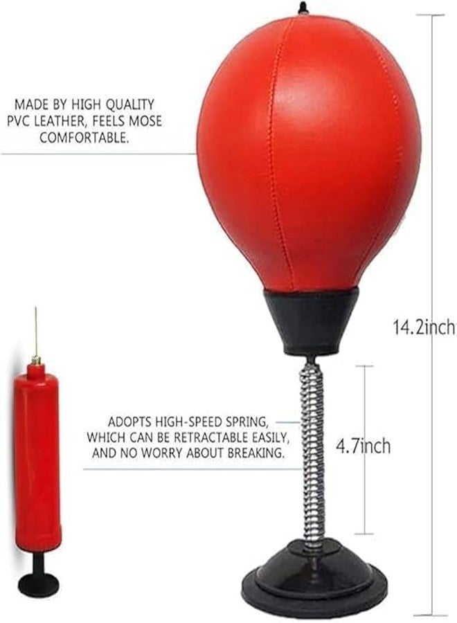KACHKIT Desktop Punching Bag Stress Buster,Boxing Punch Ball with Suction Cup,Stress Relief Speed Ball for Office & Home,Fun Desk Toy for Kids,Boxing Kit with Pump for Stress Relief【RED】. - Image 3