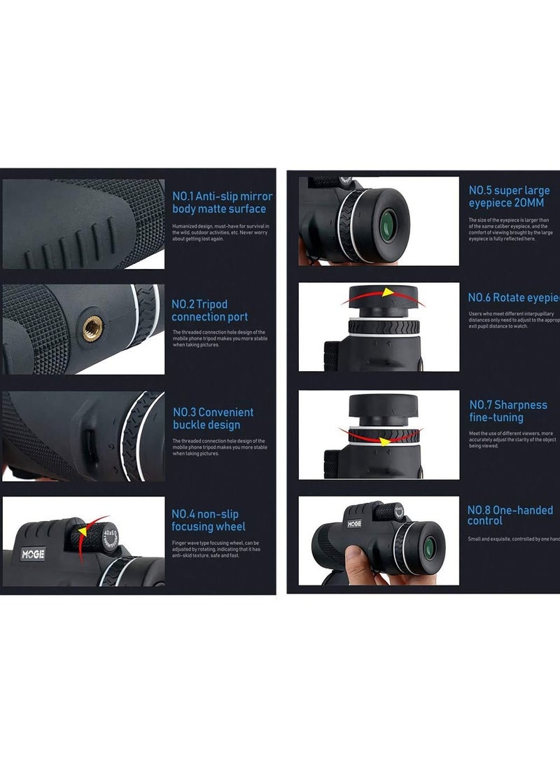 SYOSI Monocular Telescope Telephoto Lens for iPhone, 40X60 High Power Monocular Scope, Professional Macro Photography Lens (Fits for Almost All Phone) 6-Piece Set - Image 5