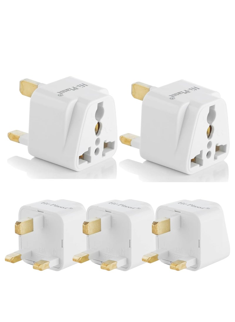 HI PLASST PINS N PLUGS HiPLASST Pack of 5 Type G Universal Travel Adapter UK Plug Adapter for Indian Pins Compatible with UK Dubai Singapore Hong Kong Ireland 3Pin Socket Converter for Phone Laptop Camera  - Image 1