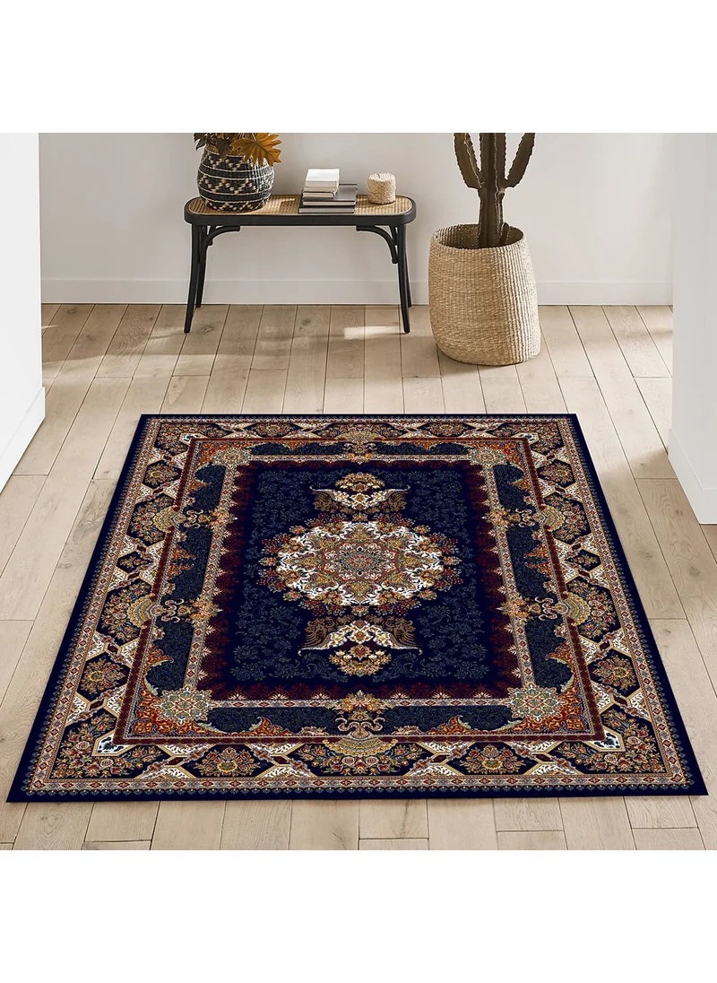 Vagonik Wagonik Classic Turkish Motif Traditional Patterned Digital Printed Carpet Non-Slip Based Washable Carpet