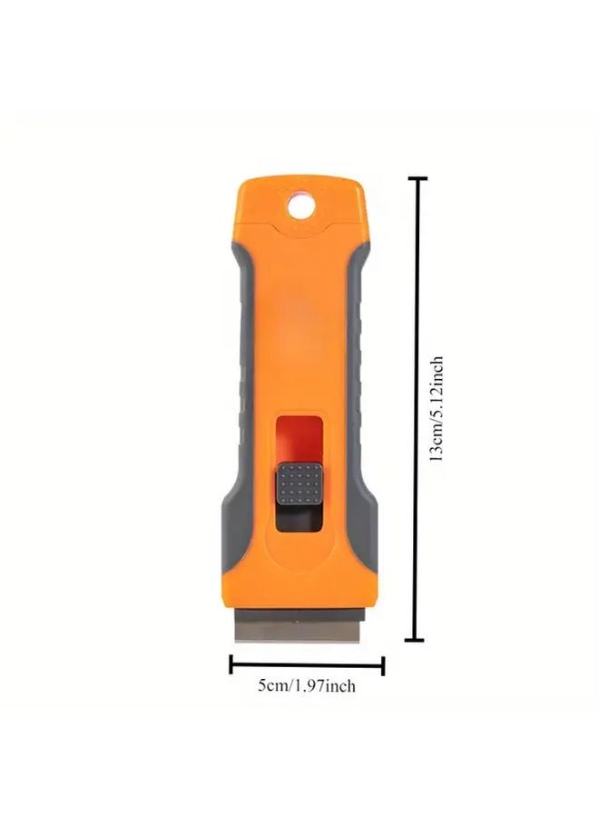 Orange Multi Functional Oven Door Stove Glass Cleaning Razor 10 Blades Adhesive Remover - Image 1
