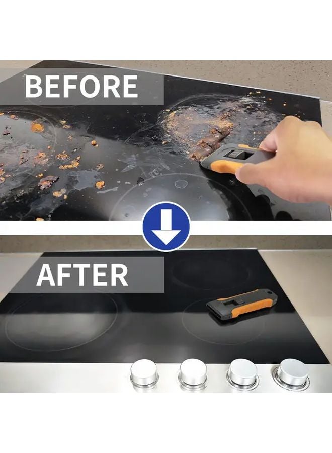 Orange Multi Functional Oven Door Stove Glass Cleaning Razor 10 Blades Adhesive Remover - Image 4
