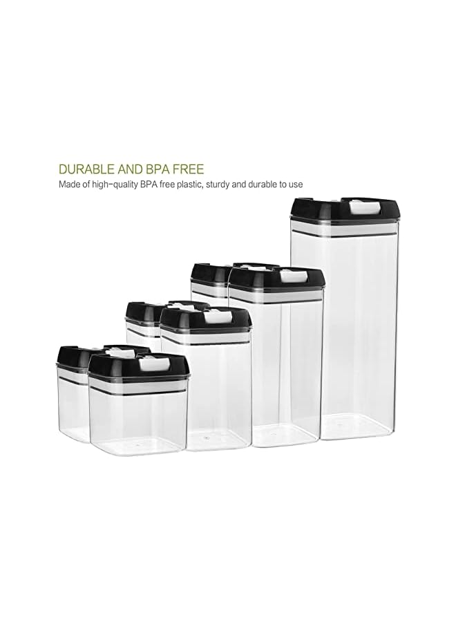 IAF FIESTA Airtight Food Storage Container, 7 Pcs Plastic Cereal Containers with Durable Lids, Labels/Spoons/Brush, BPA Free Kitchen & Pantry Clear Storage Containers - Image 3