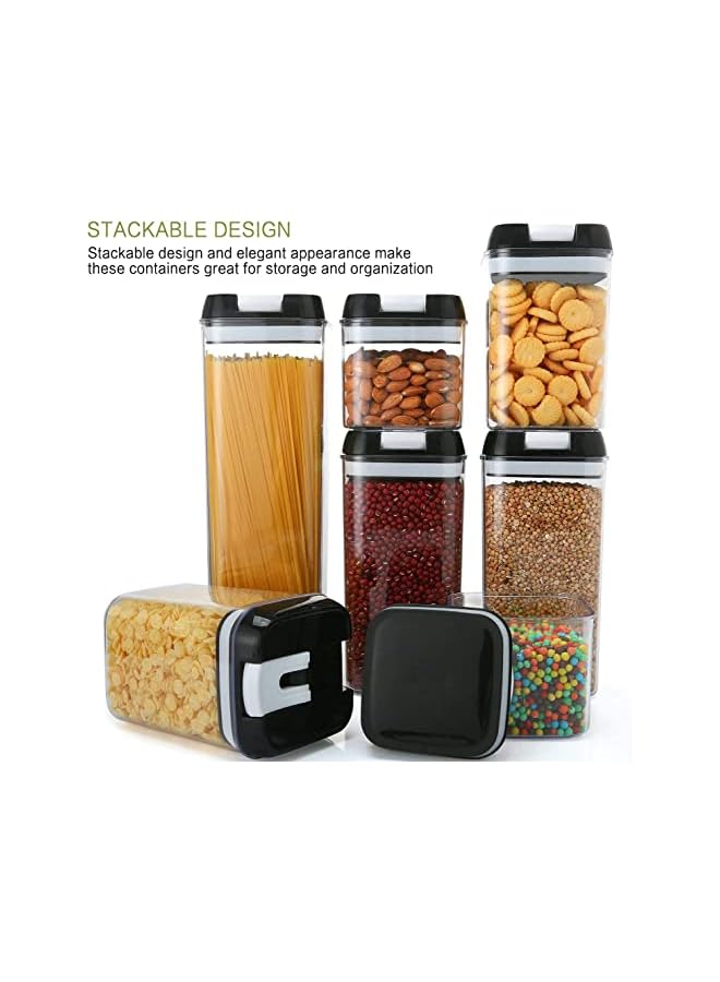 IAF FIESTA Airtight Food Storage Container, 7 Pcs Plastic Cereal Containers with Durable Lids, Labels/Spoons/Brush, BPA Free Kitchen & Pantry Clear Storage Containers - Image 2