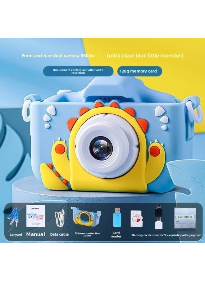 Generic Kids Camera HD Toy Photographable Girl Birthday Gift Digital Camera-Body Color:Dual Camera 9600w Monster Blue + 128g + Can Be Connected To Mobile Phone  - Image 1