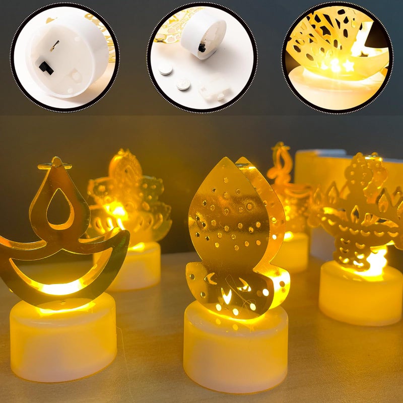 موودي ديكورات ديوالي فوانيس صغيرة LED أضواء ليلية لديكور المنزل والطاولة برتقالي - Image 2