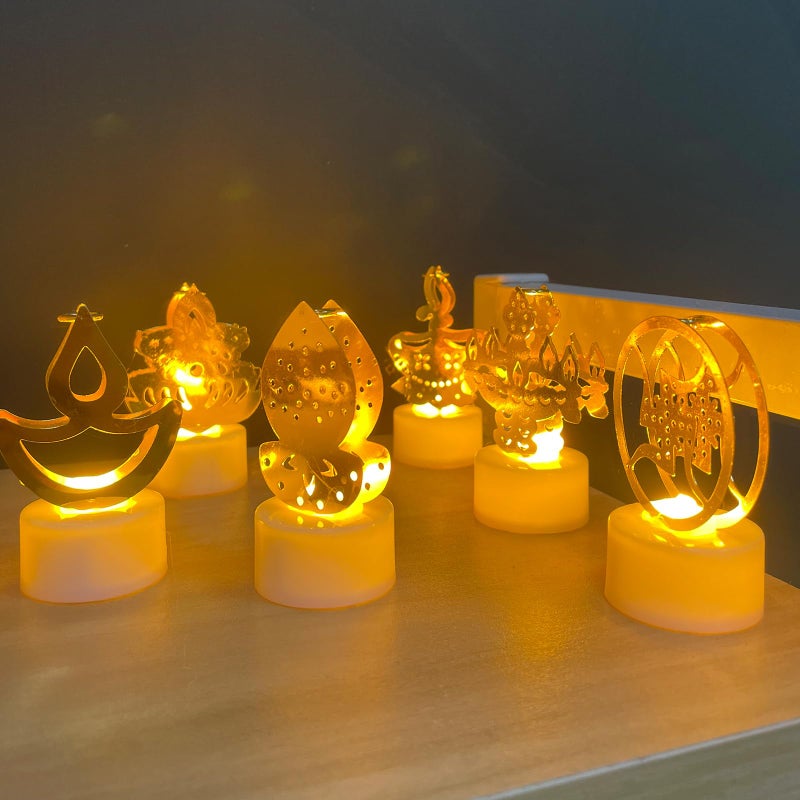 موودي ديكورات ديوالي فوانيس صغيرة LED أضواء ليلية لديكور المنزل والطاولة برتقالي - Image 5