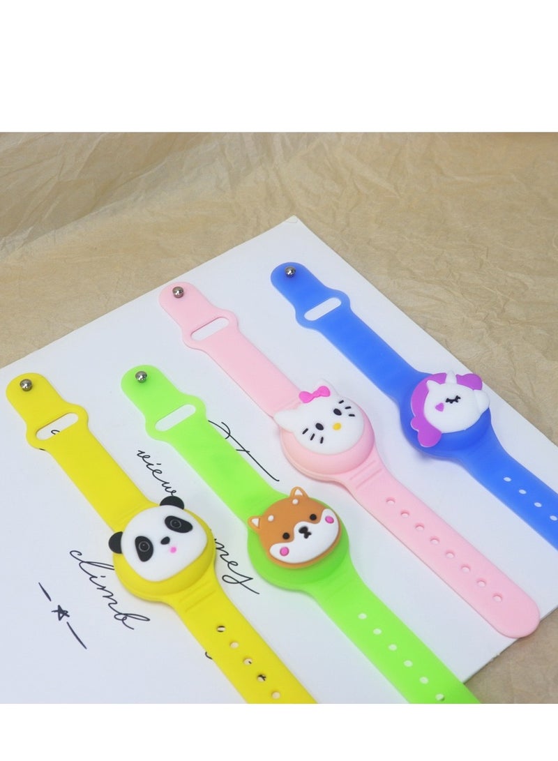 2Pack Airtag Bracelet for Kids, Cute Cartoon Air Tag Holder Watch Band Adjustable Apple AirTag Wristband Soft Silicone Air Tag Protective Case for Toddler Child Teen(Green)) - Image 4