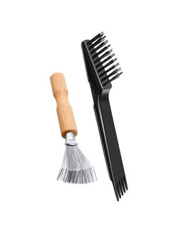 BOAO 2 Pieces Hair Brush Cleaning Tool Comb Cleaning Brush Comb Cleaner Brush Hair Brush Cleaner Mini Hair Brush Remover For Removing Hair Dust Home And Salon Use (Wooden Handle Rake Black)  - Image 1