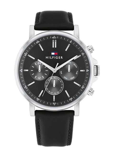 Men's Analog Round Shape Leather Wrist Watch 1710586 - 44 Mm