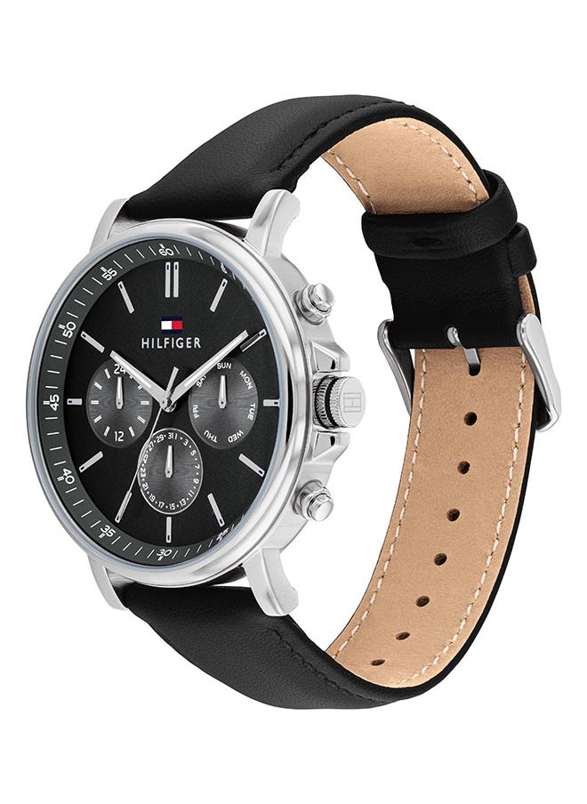 Men's Analog Round Shape Leather Wrist Watch 1710586 - 44 Mm
