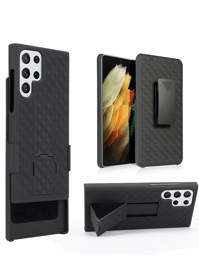 GROIC Galaxy S22 Ultra Case, Samsung Galaxy S22 Ultra Belt Clip Holster Case Slim Combo Shell with Kickstand Swivel Belt Clip Holster Rugged Protective Cover for Samsung Galaxy S22 Ultra 6.8"- Black - Image 4