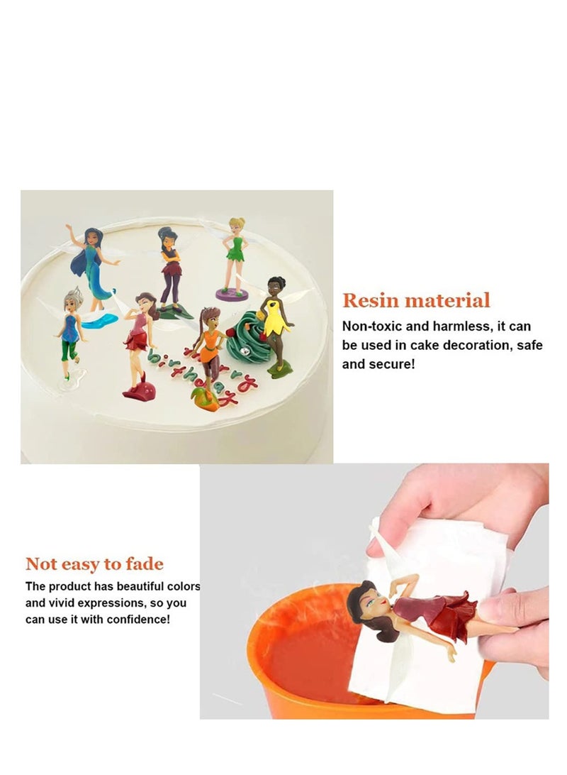 SYOSI Flower Fairy Pixie Miniature Fairy Garden Ornament Fairy Pixie Girl Fly Wing DIY Dollhouse Decor, Princess Tinker Bell Fairy Model Dolls Gift for Children(7 PCS) - Image 2