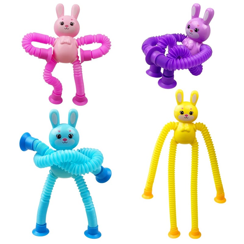 Anditoy 4 Pack Easter Bunny Suction Cup Pop Tubes Toys Sensory Toys for Kids Boys Girls Toddlers Easter Basket Stuffers Gifts Party Favors - Image 3