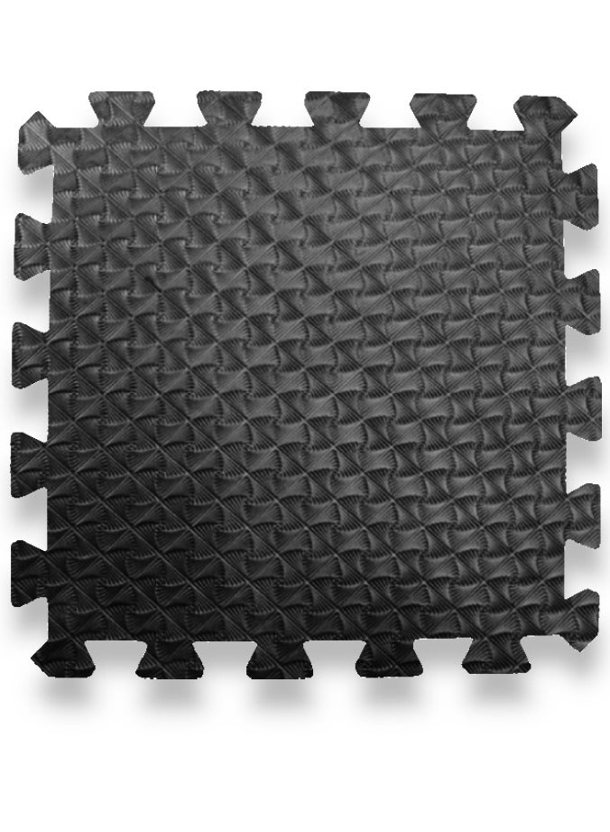 سجادات أرضية متشابكة فوم 1 متر مربع، 4 بلاطات، سمك 16 مم × طول 50 سم × عرض 50 سم للأطفال ومعدات التمارين الرياضية المنزلية، أسود - Image 1