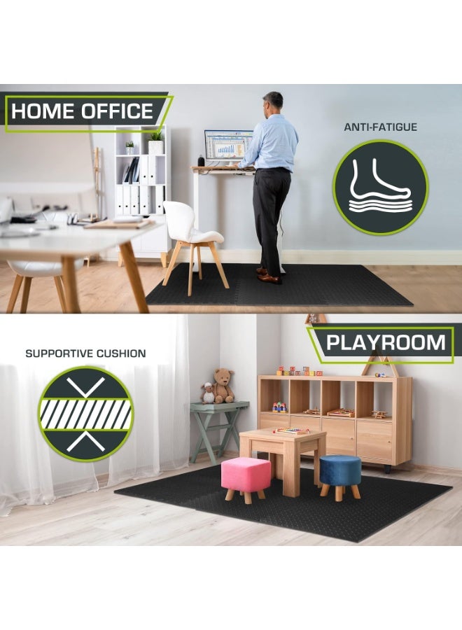 سجادات أرضية متشابكة فوم 1 متر مربع، 4 بلاطات، سمك 16 مم × طول 50 سم × عرض 50 سم للأطفال ومعدات التمارين الرياضية المنزلية، أسود - Image 5