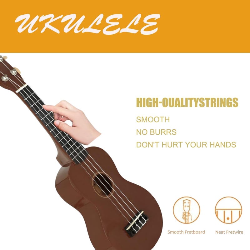 Trendy Soprano Valentine's Day Ukulele for Beginners 21 Inch Hawaiian Wood Ukuleles for Adult Student Starter Four Strings Guitar (Brown) - Image 5