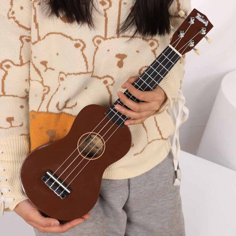 Trendy Soprano Valentine's Day Ukulele for Beginners 21 Inch Hawaiian Wood Ukuleles for Adult Student Starter Four Strings Guitar (Brown) - Image 2