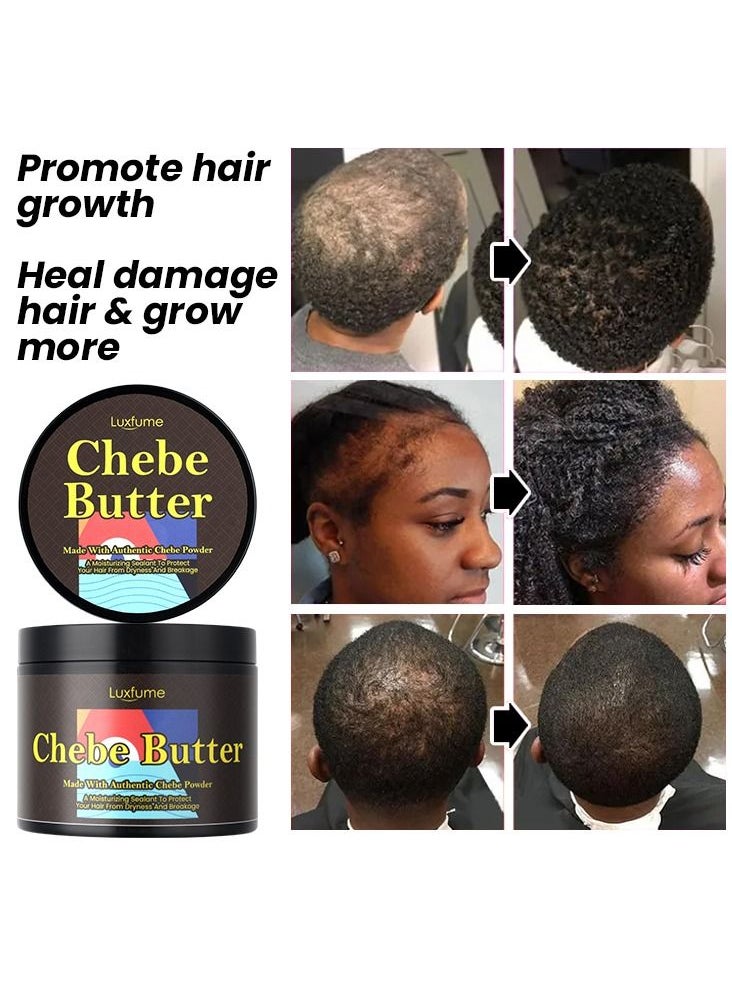Luxfume زبدة شعر تشيبي الطبيعية 102 جرام لنمو الشعر زبدة تشيبي الأفريقية فائقة الترطيب والتزييت تمنع تكسر الشعر وتعزز نمو الشعر وترطيب الشعر بعمق زبدة تشيبي الطبيعية  - Image 3