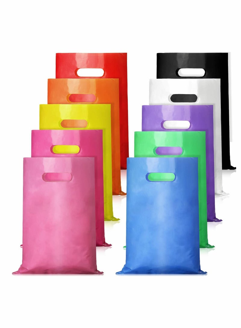 Party Favor Bags Colorful Plastic Present Bags Glossy Merchandise Bags Plastic Party Favor Bags with Handle in 10 Colors for Candy Birthday Treats Wedding Party Celebrations,9.8'' x 13.8'' 100 Pieces - Image 4