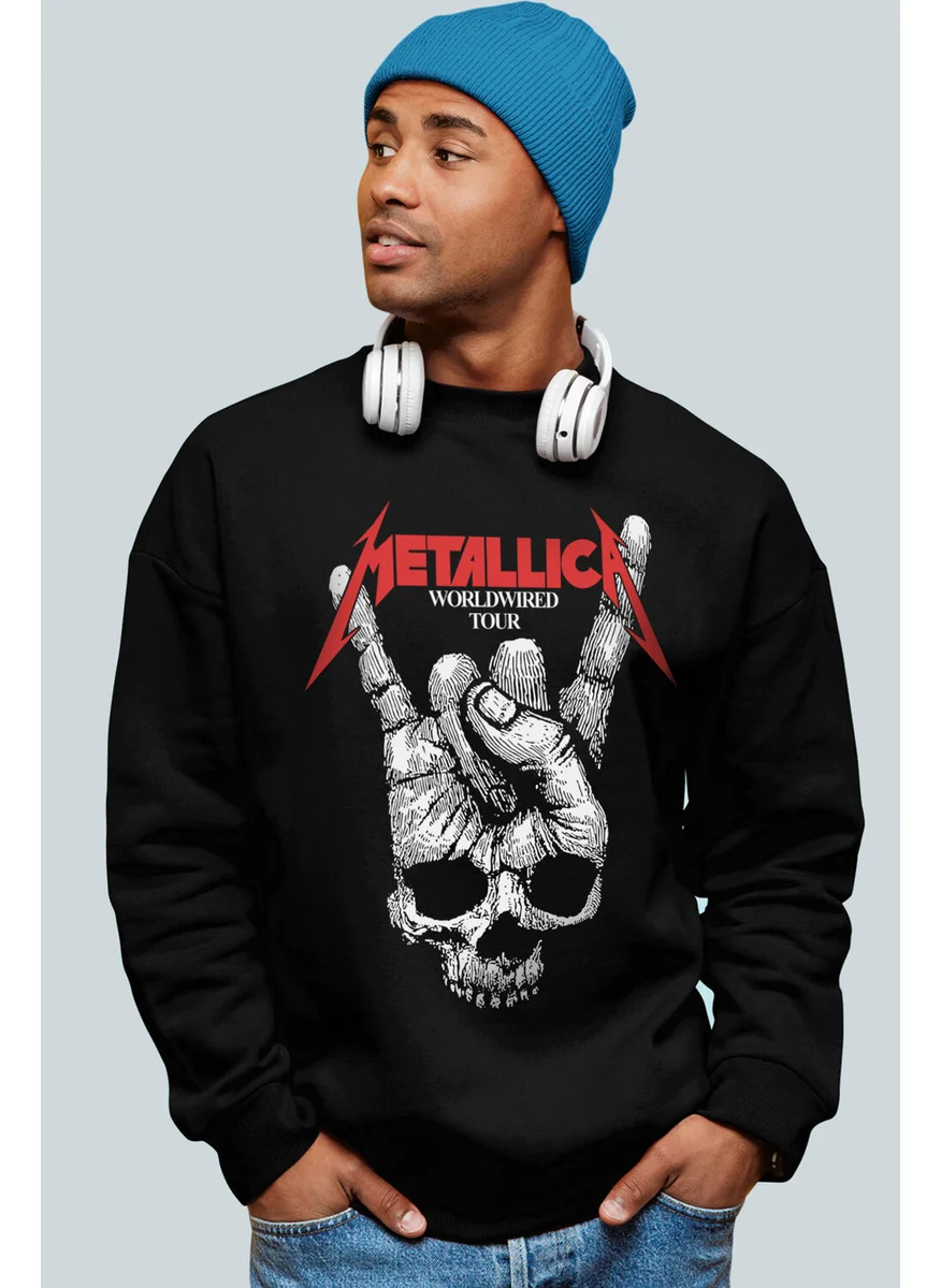 Rock&Roll Dry Hand Black Crew Neck Thick Men's Sweatshirt