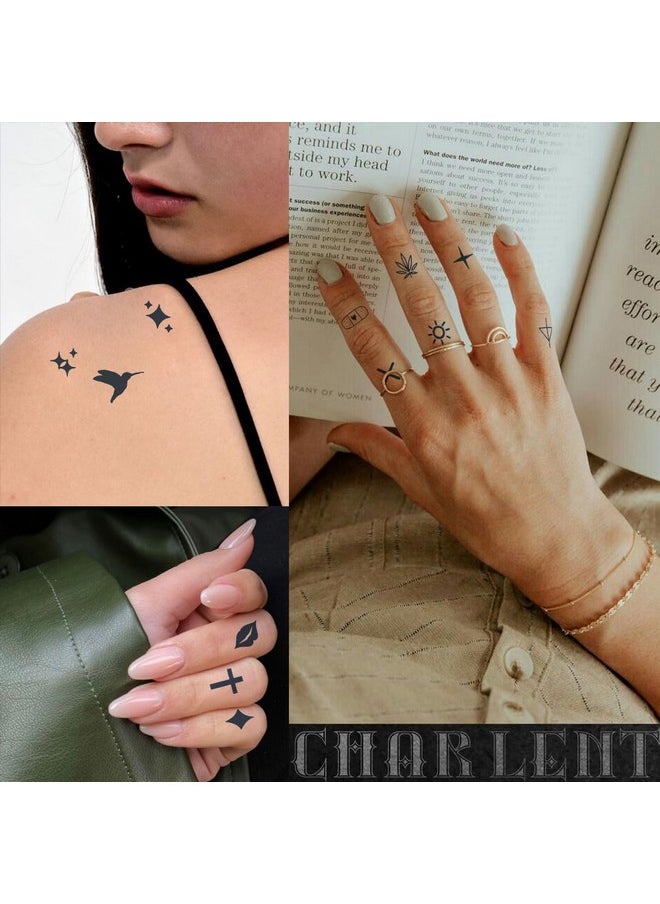 CHARLENT - CHARLNET Tiny Small Semi-Permanent Tattoos for Adult - 2 Weeks Long Last Waterproof Realistic Mini Fake Tattoos for Women Men Finger Neck Body/Fades Naturally/No Reflection - Image 1