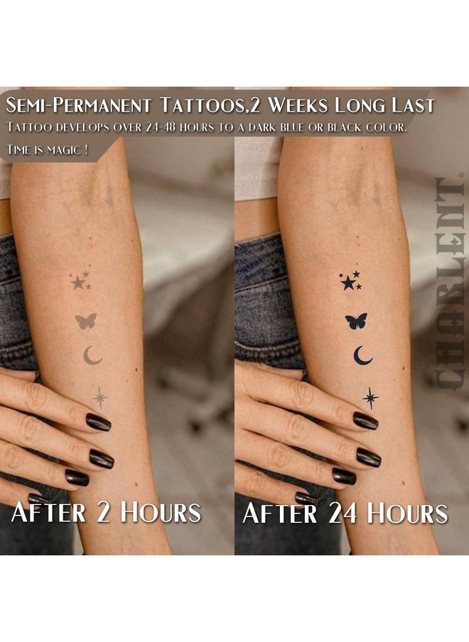 CHARLENT - CHARLNET Tiny Small Semi-Permanent Tattoos for Adult - 2 Weeks Long Last Waterproof Realistic Mini Fake Tattoos for Women Men Finger Neck Body/Fades Naturally/No Reflection - Image 1