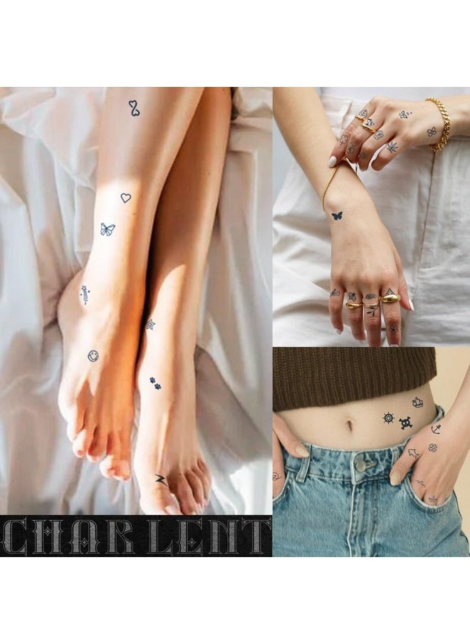 CHARLENT - CHARLNET Tiny Small Semi-Permanent Tattoos for Adult - 2 Weeks Long Last Waterproof Realistic Mini Fake Tattoos for Women Men Finger Neck Body/Fades Naturally/No Reflection - Image 1