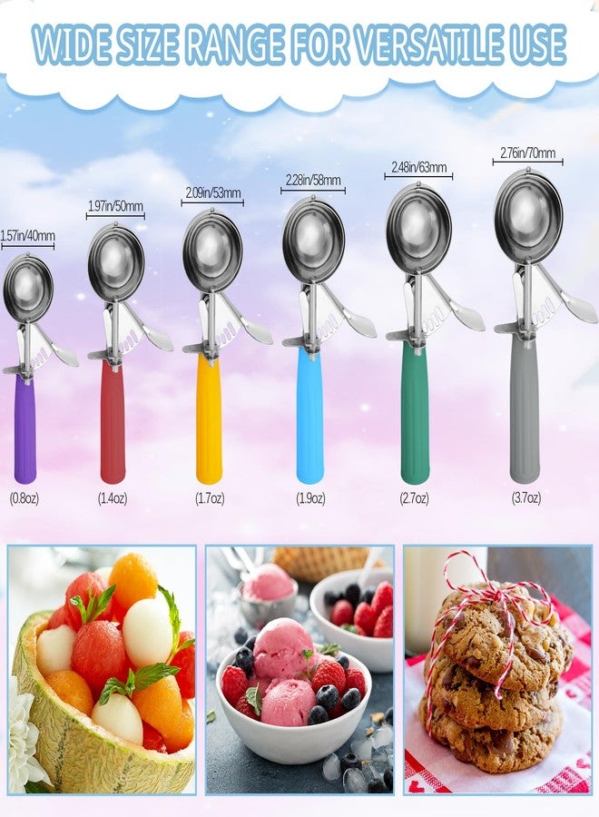 Hsei 6 Pcs Ice Cream Scoops Stainless Steel Cookie Portion Scoop with Handle for Baking Food Cookie Dough Cupcake Batter (Multi Color,40mm to 70mm) - Image 2