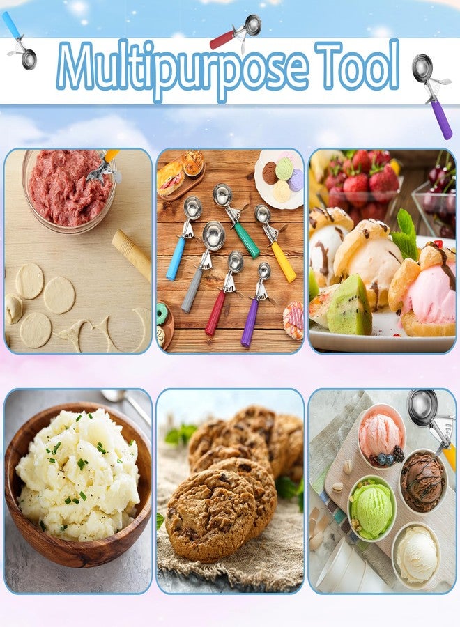 Hsei 6 Pcs Ice Cream Scoops Stainless Steel Cookie Portion Scoop with Handle for Baking Food Cookie Dough Cupcake Batter (Multi Color,40mm to 70mm) - Image 4