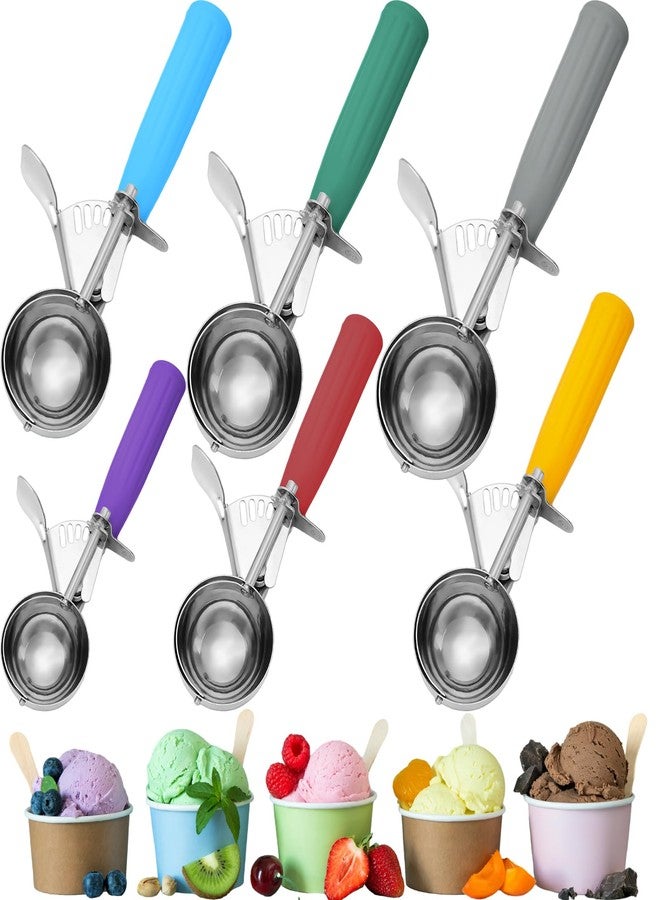 Hsei 6 Pcs Ice Cream Scoops Stainless Steel Cookie Portion Scoop with Handle for Baking Food Cookie Dough Cupcake Batter (Multi Color,40mm to 70mm) - Image 1