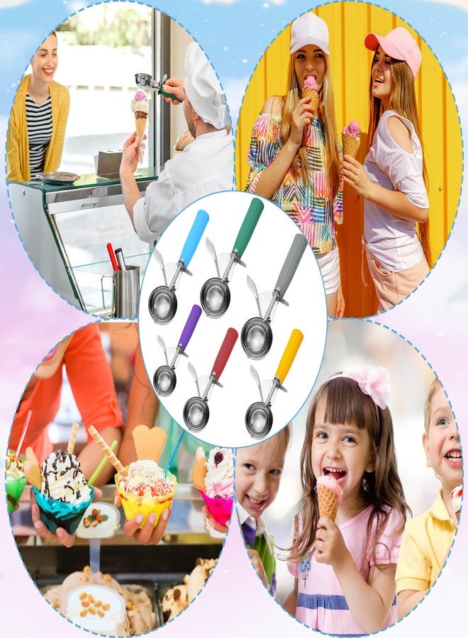 Hsei 6 Pcs Ice Cream Scoops Stainless Steel Cookie Portion Scoop with Handle for Baking Food Cookie Dough Cupcake Batter (Multi Color,40mm to 70mm) - Image 5