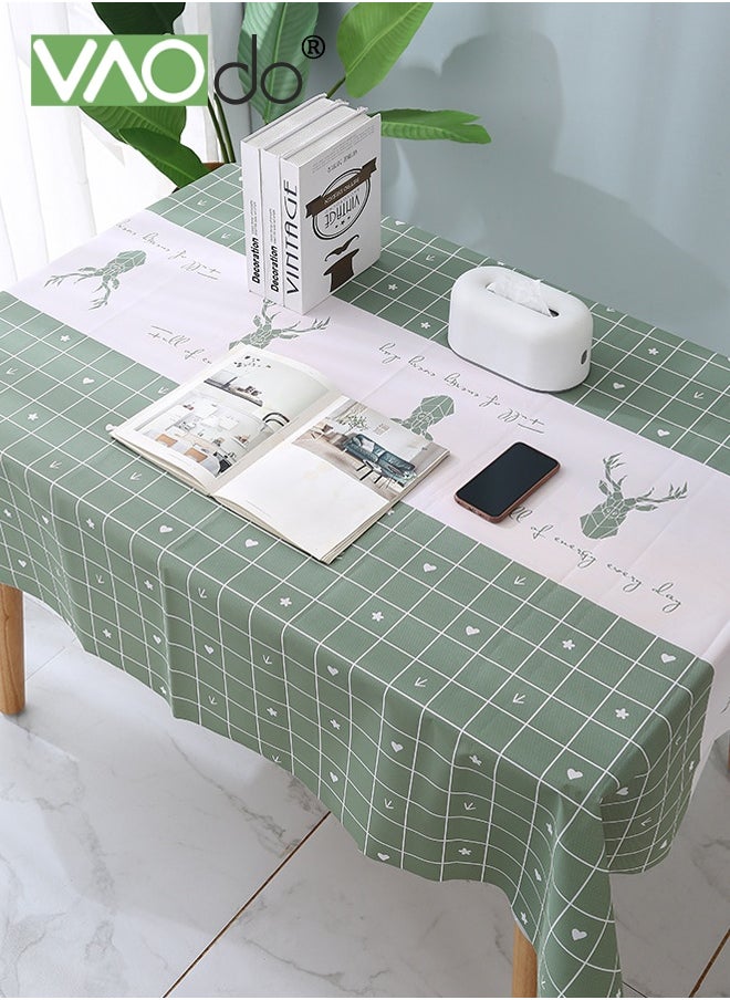 VAOdo Waterproof Tablecloth Anti-scalding Waterproof and Oil-proof for Rectangle Table Wrinkle Free Stain Resistant PVC Table Cover For Home Kitchen Dinning Tabletop 137 x 180Cm Deer  - Image 3