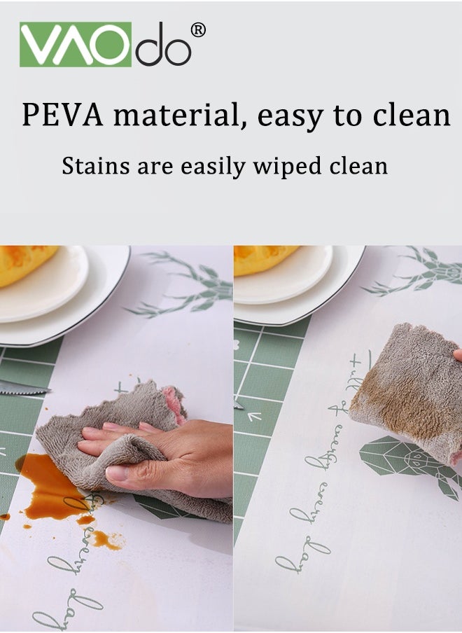 VAOdo Waterproof Tablecloth Anti-scalding Waterproof and Oil-proof for Rectangle Table Wrinkle Free Stain Resistant PVC Table Cover For Home Kitchen Dinning Tabletop 137 x 180Cm Deer  - Image 4