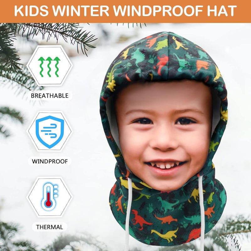 Ineetatu Kids Winter Balaclava Windproof Hats (2 Pack), Warm Fleece Ski Mask Neck Warmer for Boys & Girls, Adjustable Full Face Cover - Image 3