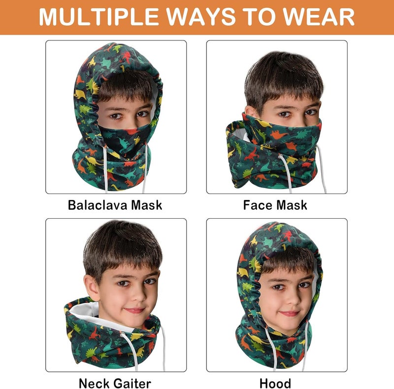 Ineetatu Kids Winter Balaclava Windproof Hats (2 Pack), Warm Fleece Ski Mask Neck Warmer for Boys & Girls, Adjustable Full Face Cover - Image 5
