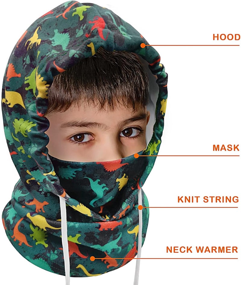 Ineetatu Kids Winter Balaclava Windproof Hats (2 Pack), Warm Fleece Ski Mask Neck Warmer for Boys & Girls, Adjustable Full Face Cover - Image 2