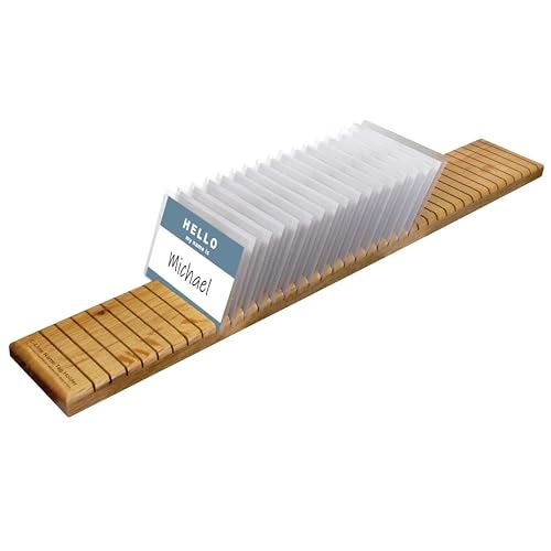 CLine Wooden Name Badge Holder 40Card Capacity 35 x 075 x 2363 Inches Oak Finish One Each 98700