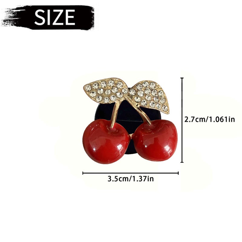 Wentoenapp 4Pcs Cherry Car Air Vent Freshener Perfume Clip, Rhinestone Air Outlet Fragrance Perfume Clip Freshener, Car Decorï¼ˆCherry Flavourï¼‰ - Image 2